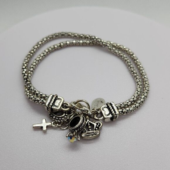 🔺️Premier Antiqued Double Strand Braided Charm Bracelet - Picture 2 of 12